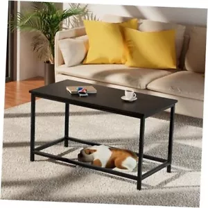 Small Black Coffee Table Simple Modern Open S(31.5x15.7x17.7) All Black Small - Picture 1 of 7