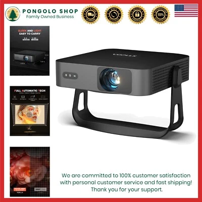 Mini Projector Portable 1080P WiFi Bluetooth Auto Focus Keystone HDMI USB - Image 1 of 4