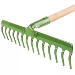 Rechen mit Holzstiel Gartenwerkzeug Gartenrechen Harke 10 12 14 16 18 Zinken - Bild 1 von 42