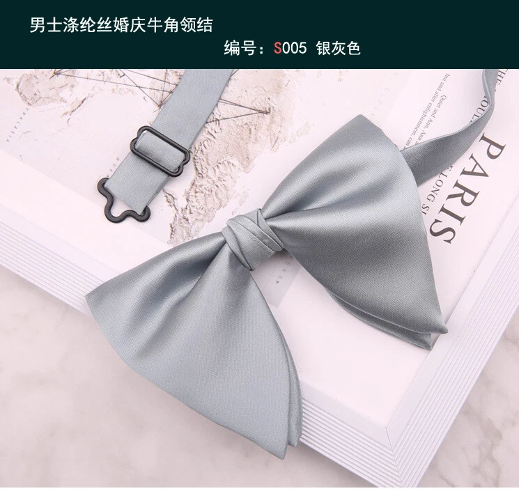 Gravata borboleta masculina tamanho grande cetim seda gravata borboleta pré-amarrada gravata borboleta - Imagem 1 de 4