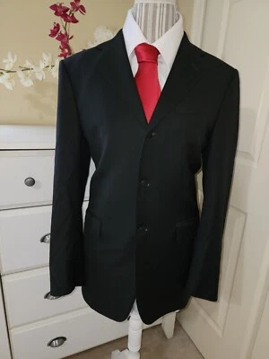 TRUSSINI Mens Luxury Italian Finest Cloth Black Wool Classic Blazer  Sz. R48 - Image 1 of 4
