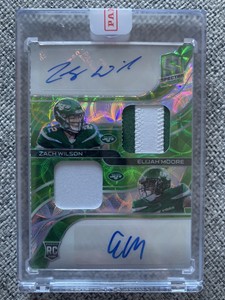 2021 SPECTRA ZACH WILSON ELIJAH MOORE Rookie Dual Patch Neon Green /30 CAR