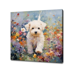 Bichon Frise Dog Colourful Canvas Print Wall Art Animal Pet Picture Gift - Picture 1 of 9