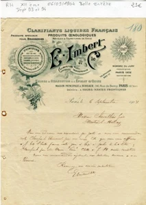 Paris XII ème 141 Rue de Bercy & Dépt 93/94 - Entête Produits Oenologiques 1904 - Imagen 1 de 1