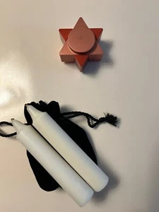 Paar NOMI STAR of DAVID Travel Kerzenständer zweifarbig rostfarben NEU - Bild 1 von 3