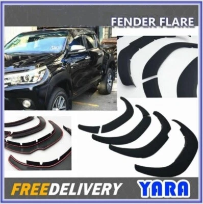 QUALITY FENDER FLARES Suits for Hilux Dual Cab 2015-2025 Matte Black 6pcs - Image 1 of 4