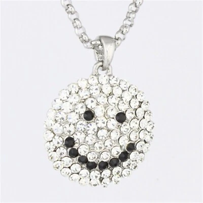 透明水钻水晶笑脸吊坠项链 P874 — 第 1/3 张图片