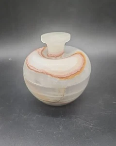 Italian Marble Small Trinket Dish with Lid Lined Inside Vintage  - Picture 1 of 10
