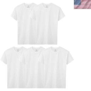 Boys' Contoured Fit Cotton Crew Neck Shirts - Pack of 5 for Everyday Style - Picture 1 of 3