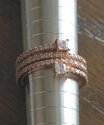 Nuevo Auténtico Anillo Pandora Oro Rosa Triple Espiral Circonita cúbica #180051C01-Tamaño 7.5 (56) Foto 1 de 4