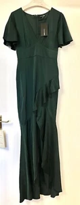 MODA NOVA She Said Yes Hunter Verde satinado graduación DAMA DE HONOR maxi vestido talla 8 - Imagen 1 de 7