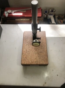 Starrett 653G Pink Granite Comparator Stand with Starrett No 25 .00025 Indicator - Picture 1 of 18