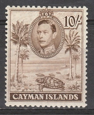 Islas Caimán 1938 kgvi tortuga 10/- perf 11,5 x 13  Foto 1 de 2
