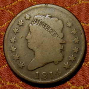 1814 CLASSIC HEAD LARGE CENT, S-295, VG ~ TOUGH DATE, NICE AFFORDABLE EXAMPLE! - Picture 1 of 6