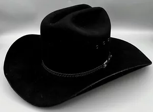 MHT WESTERNS Men’s 6 3/4 3X BEAVER BLEND BLACK COWBOY HAT Leather Silver Lined - Picture 1 of 24