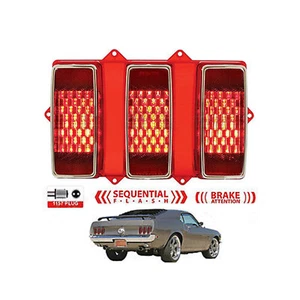 69 Ford Mustang Red LED Sequential Rear Tail Turn Signal Brake Light Lamp Lens - Picture 1 of 7