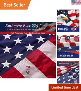 100% Made in USA Heavy Duty 3x5 American Flag - Weatherproof Outdoor Display - Picture 1 of 11