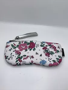 Betsy Johnson Zip Eyeglass Cosmetic Case Pink Floral Leather (?) - Picture 1 of 4