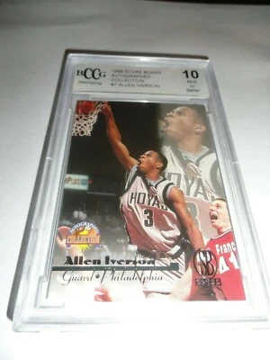 ALLEN IVERSON 1996 SCORE BOARD AUTOGRAPH COLLECTION SILVER FOIL RC BCCG 10 MINT  - Image 1 of 2