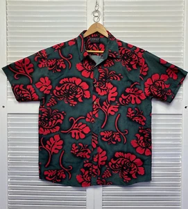 Vintage Hawaiian Mens Shirt Size XL Lowes Short Sleeve Red Black Cruise Holiday - Picture 1 of 8