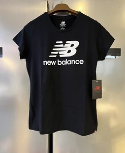 New Balance NB L Women’s Logo T-shirt WT91546 Black Short Sleeve Top Large New - Picture 1 of 8