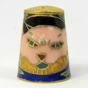 SAMMLERSTÜCK CLOISONNE STIL EMAILLIERTER METALL FINGERHUT  - Bild 1 von 3