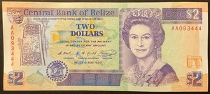 2 DOLLARS 1990 CENTRAL BANK OF BELIZE 1 BANCONOTA CARTAMONETA 2 DOLLARI - Picture 1 of 6