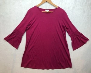 J.Jill Tunika Oberteil Fuchsia Sangria Rosa 3/4 Glockenärmel Oversize Damen Small S - Bild 1 von 8