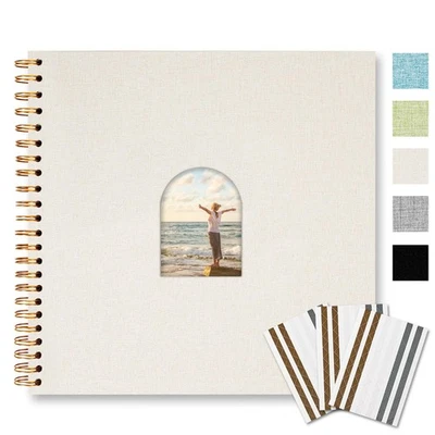 Álbum de recortes hágalo usted mismo de 12X12 pulgadas arco de lino ventana álbum de fotos 80 páginas en blanco S... Foto 1 de 4