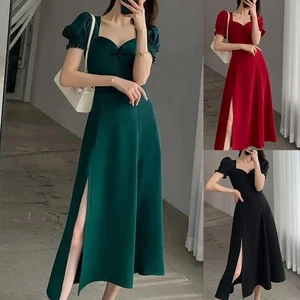 Trendy Puff Sleeve Dress with a Flattering High Waist for Evening Events - Picture 1 of 28