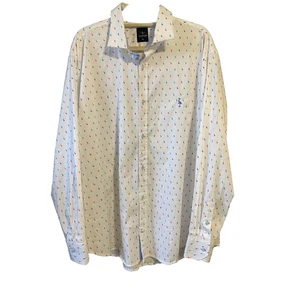 Tailorbyrd Shirt Mens XXL White Flamingo AOP Button Up Flip Cuff Office Party - Picture 1 of 13
