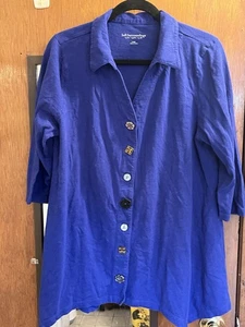 Soft Surroundings “Danielle Button Tunic” Top Sz L Art To Wear Coastal Grandma - Picture 1 of 6