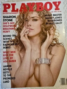 Playboy Magazine July 1990 Cover: Sharon Stone Playmate: Jacqueline Sheen - Picture 1 of 2