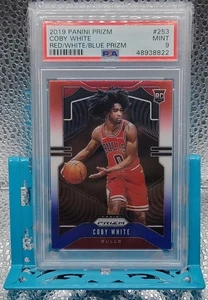 2019-20 Panini Prizm Red White Blue Prizm Bulls Coby White PSA 9 - Picture 1 of 1