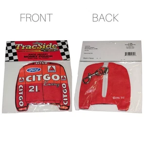 Vintage 90s TracSide CITGO Racing 21 FORD Race Jacket Money Pouch Clip Keychain - Picture 1 of 8