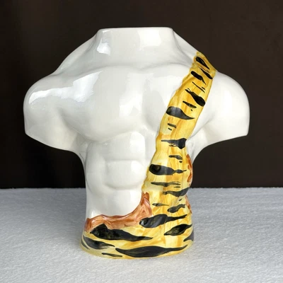 РЕДКАЯ! Винтажная ваза 1980-х годов Swineside Ceramics Tarzan мужской торс бюст мышцы - Изображение 1 из 4