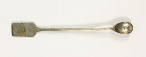 = Circa 1900 Apothecary Spatula Spoon, Nickeled Brass - Picture 1 of 11