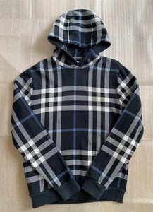 BURBERRY Blue Navy Nova Mega Check Pullover Hoodie Sweater XS RARE - Picture 1 of 10