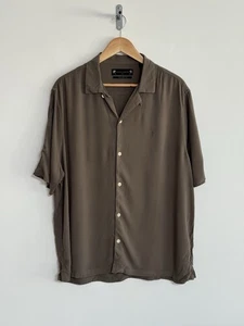 Allsaints “Venice” Short Sleeve Shirt Coffee /chestnut Ramskull XXL/relaxed - Picture 1 of 10