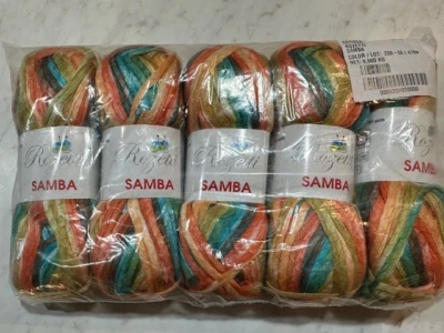 Hilo sólido Rozetti Samba - 5 madejas naranja/amarillo/verde/azul Foto 1 de 4