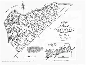 Mapa histórico de la ciudad - Key West Florida - Whitehead 1829 - 23 x 30,59 - Imagen 1 de 20