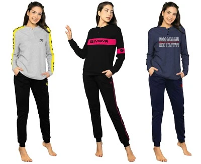 Pigiama DONNA manica lunga GIVOVA HOMEWEAR invernale caldo COTONE tuta 12 colori
