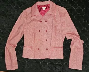 Traje Blazer de Tweed de Tweed Mangas Halógenas Forrado de Coral Melocotón para Mujer Talla M - Imagen 1 de 7