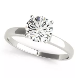 1.00 Ct Round Cut Lab Created Diamond Engagement Wedding Ring 14K White Gold R - Picture 1 of 8