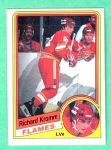 (1) RICHARD KROMM 1984-85 O-PEE-CHEE  # 227 FLAMES ROOKIE NM+ CARD (G3190)