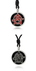 Collar colgante joyería de peltre plateado protesta gobierno anarquista - Imagen 1 de 3