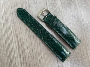 Größe 22 mm/18 mm, handgefertigtes dunkelgrünes Schlangenleder Uhrenarmband Band, individuelles Armband - Bild 1 von 12