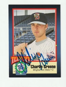 Charlie Greene Firmado 1995 Binghamton Mets Equipo Conjunto Tarjeta Automático RC Autógrafo Certificado de Autenticidad - Imagen 1 de 1