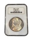 1885 O $ 1 Morgan Silber Dollar Münze NGC MS64 Vintage Fetthalter mit doppelter Tonung