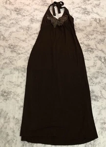 Ruby Rox Halter Butterfly Maxi Dress Brown Size Small Vintage Long Bohemian - Picture 1 of 15